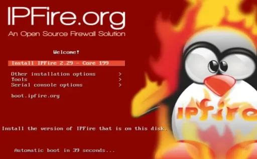 Capture - IPFire : Accueil installation