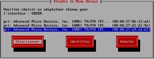 Capture - IPFire : Sélection adresse MAC de la carte réseau 3 de VirtualBox