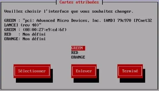 Capture - IPFire : Carte 3 de VirtualBox affectée à GREEN