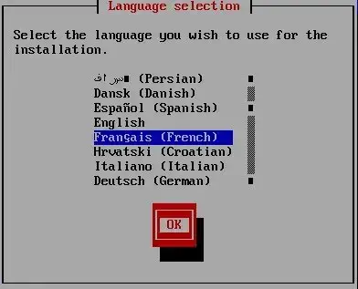Capture - IPFire : Sélection de la langue