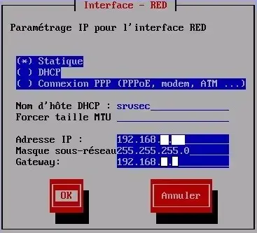 Capture - IPFire : Adresse IP carte RED