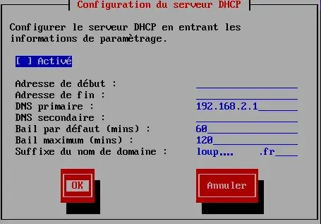 Capture - IPFire : Configuration DHCP