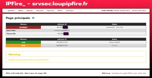 Capture - IPFire : Page d'accueil Web