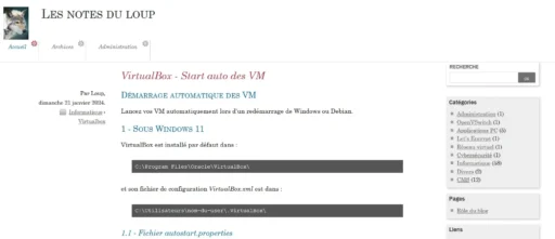 Capture - Dotclear : Page accueil de loupvirtuel.fr