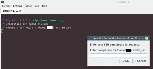 Capture - Keychain : Demande de la passphrase