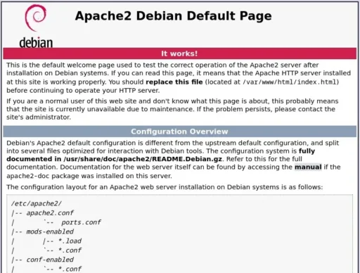 Capture - Apache : Accueil /var/www/html/index.html