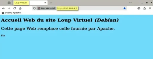 Capture - Apache : Page d'accueil personnalisée